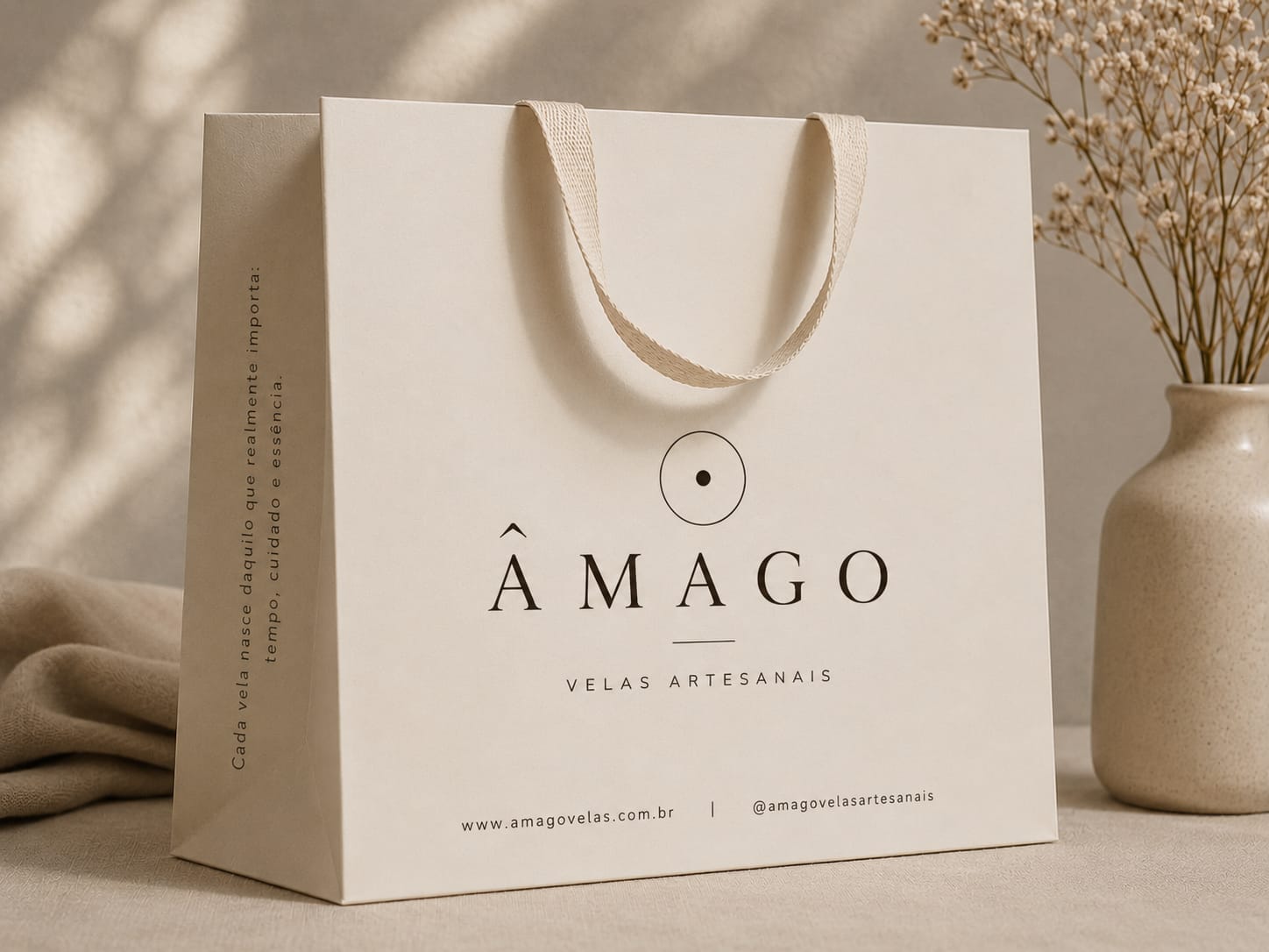 Embalagem ÂMAGO — caixa, papel seda e cartões