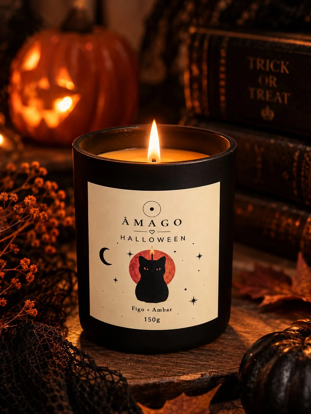 Vela Aromática Halloween – Figo e Âmbar 150g — Figo + Âmbar